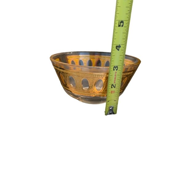 Vintage Set of 2 Signed Culver Antigua Glass Dip Bowls 5” Crackled Gold - Picture 8 of 11